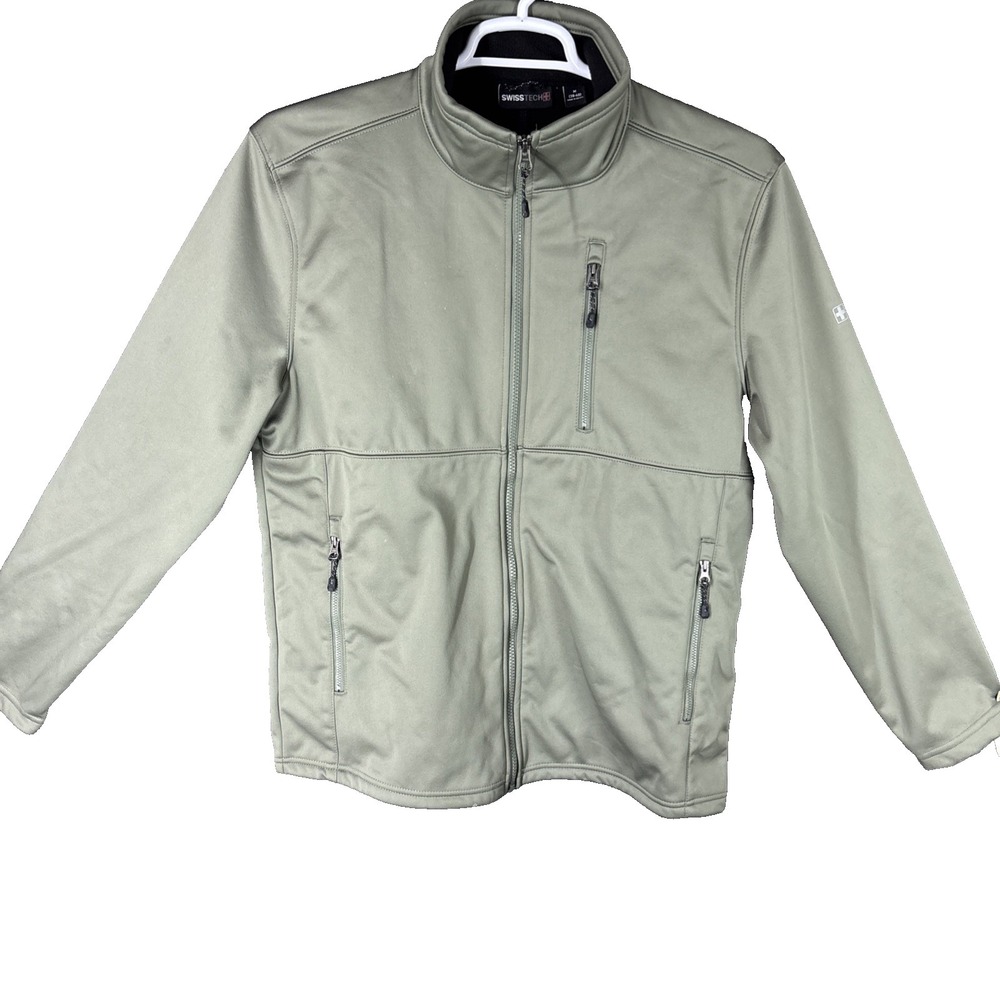 Swiss Tech Jacket Men's Olive Green Full Zip Mock‎ Neck Casual  Medium 38/40